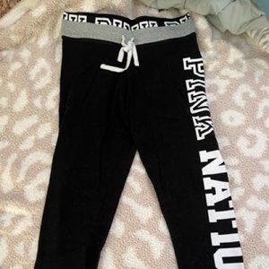Victoria Secret PINK Nation Black Cotton Leggings (Size Medium)